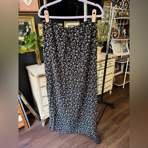 Vintage y2k Floral Print Black Skirt